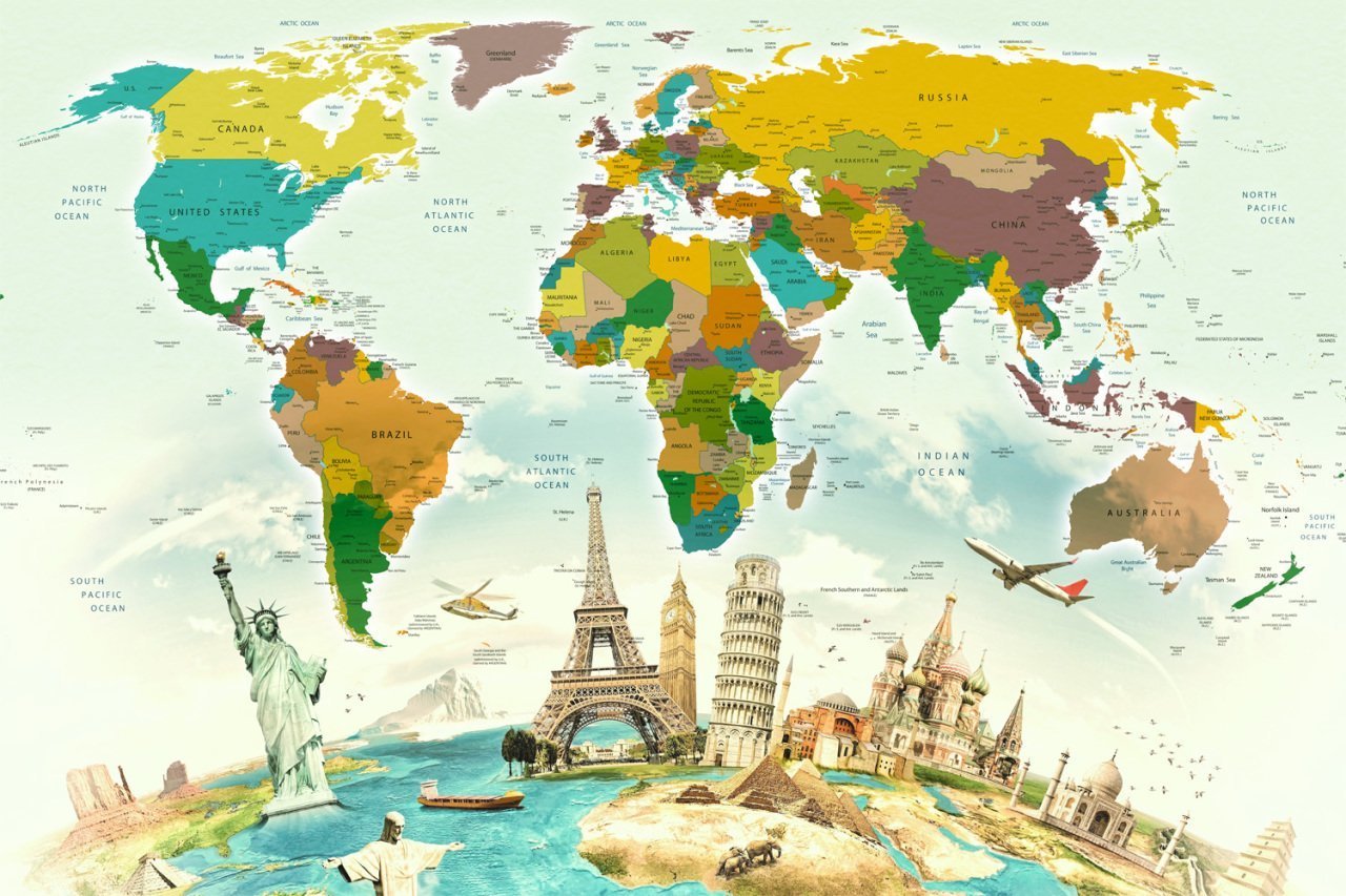 Dünya Haritası Poster Duvar Kağıdı