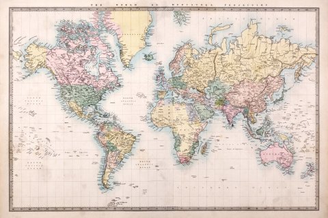Vintage Dünya Haritası Poster Duvar Kağıdı
