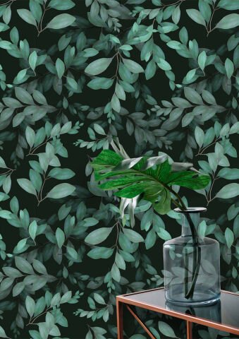 Yeşil Yapraklar Oturma Odası Duvar Kağıdı