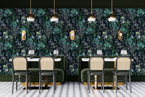 Modern Lüks Yapraklar Mutfak Salon Duvar Kağıdı