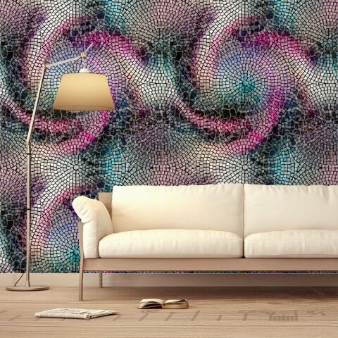 Soyut Mozaik Desenli Yatak Odası Duvar Kağıdı
