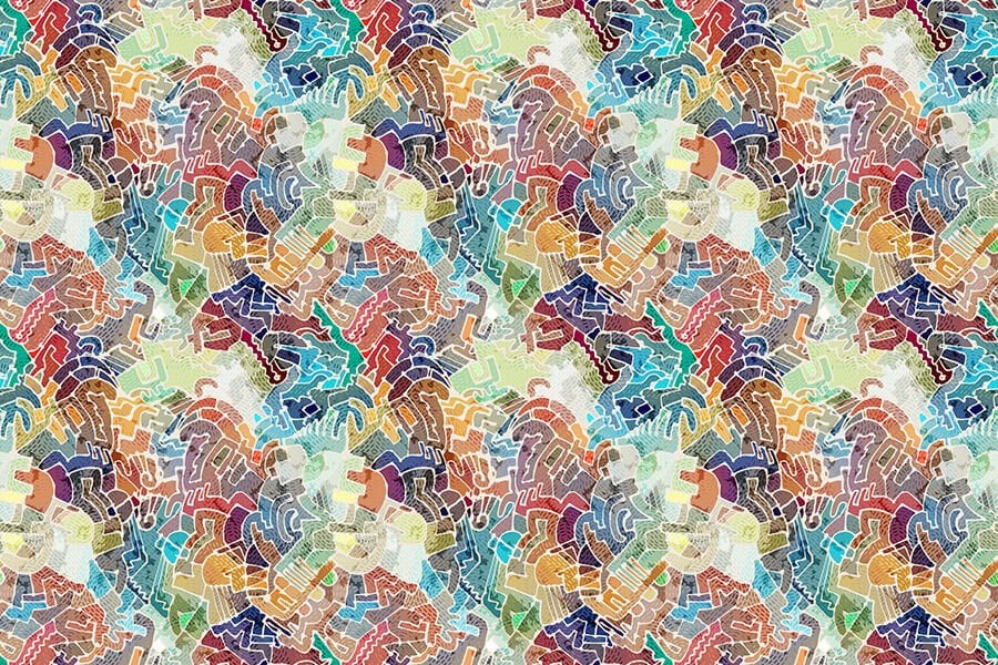Soyut Pastel Tonlarda Mozaik Desenli Duvar Kağıdı