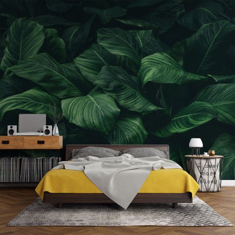 Büyük Tropikal Yapraklar Salon Duvar Kağıdı