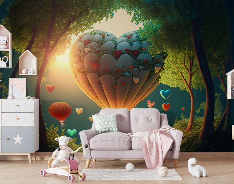 Kalpli Balonlar Çocuk Odası Duvar Kağıdı