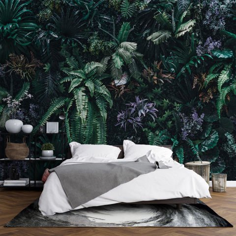 Koyu Renkli Bahçe Bitkileri Yatak Odası Duvar Kağıdı