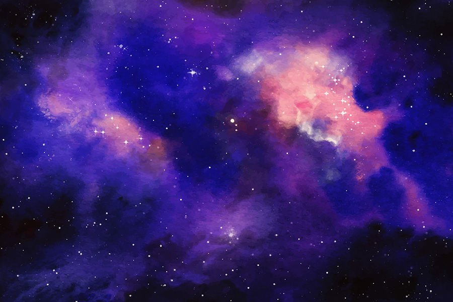 Sulu Boya Efektli Uzay ve Yıldızlar Duvar Kağıdı