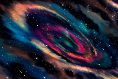Sulu Boya Efektli Galaksi Duvar Kağıdı