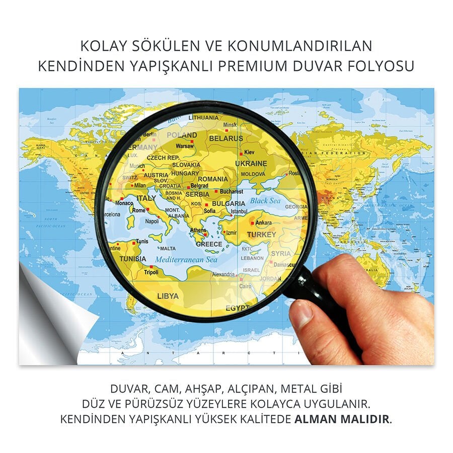 Fiziki Dünya Haritası Duvar Sticker, Okul Haritaları, Ofis için Harita, Eğitici Öğretici Haritalar