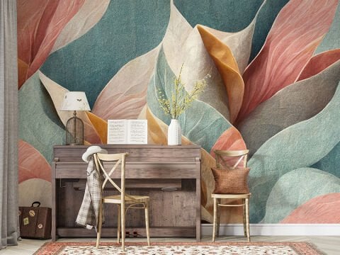 Soyut Pastel Tonlarda Renkli Oturma Odası Duvar Kağıdı
