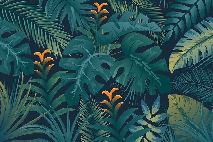 Büyük Tropikal Orman Yaprakları Duvar Kağıdı