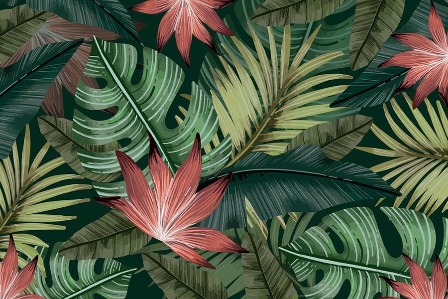 Büyük Tropikal Orman Yaprakları Duvar Kağıdı