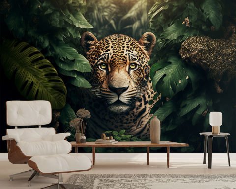 Vahşi Hayvan Orman Temalı Jaguar Duvar Kağıdı