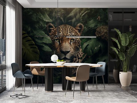 Vahşi Hayvan Orman Temalı Jaguar Duvar Kağıdı