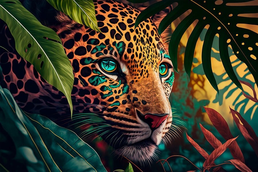 Soyut Vahşi Hayvan Jaguar Aslan Kaplan Çocuk Odası Duvar Kağıdı