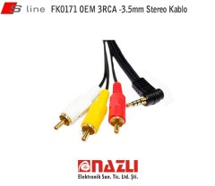FK0171 OEM 3RCA -3.5mm Stereo Kablo 3 Çizgili