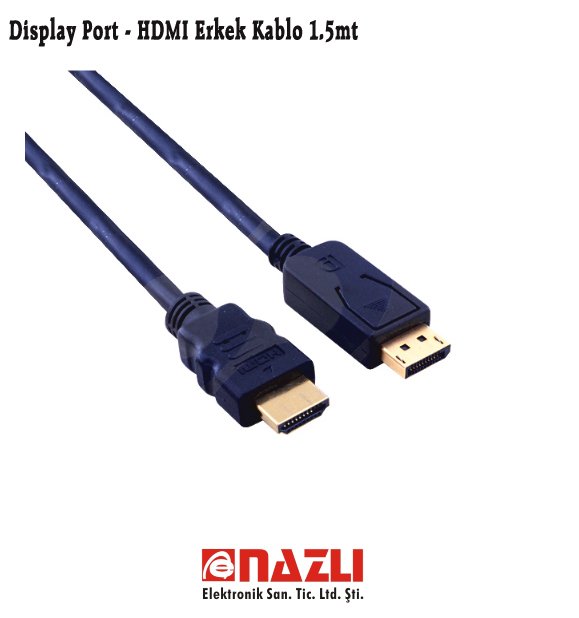 Display Port - HDMI Erkek Kablo UPT-196 1.5 Metre