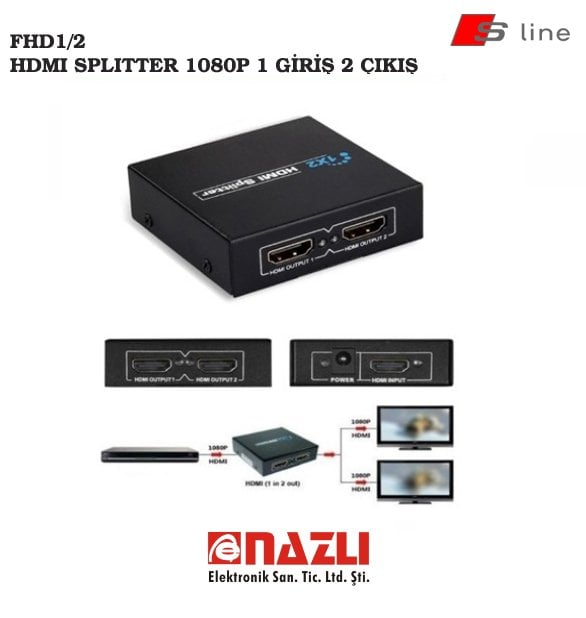 FHD 1/2 HDMI SPLITTER 1080P 1 GİRİŞ 2 ÇIKIŞ