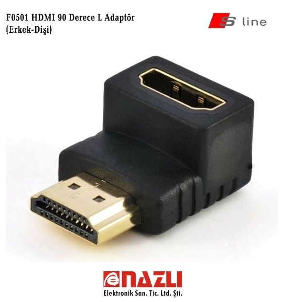 F0501 HDMI 90 Derece L Adaptör(Erkek-Dişi)