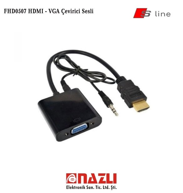 FHD0507 HDMI - VGA Çevirici Sesli