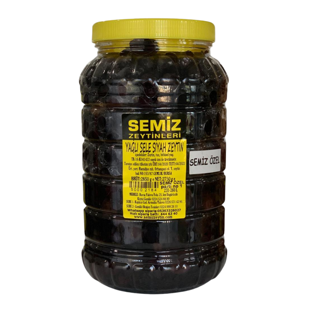 Yağlı Sele Siyah Zeytin Semiz Özel 2,85 KG e