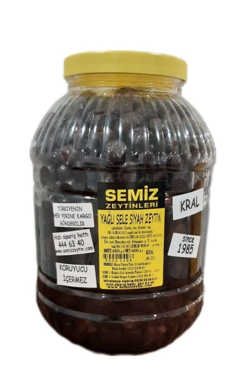 Yağlı Sele Siyah Zeytin KRAL 4,80 KG e