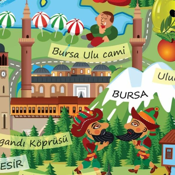 Kültürel Eğitici Öğretici Turistik Türkiye Karikatür Haritası 70x100 cm