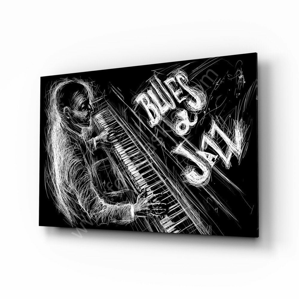 Jazz Blues Müzik Cam Tablo