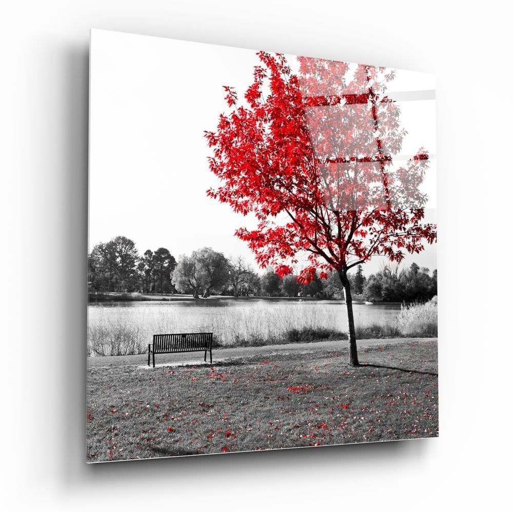 Kırmızı Ağaç Cam Tablo No:1031