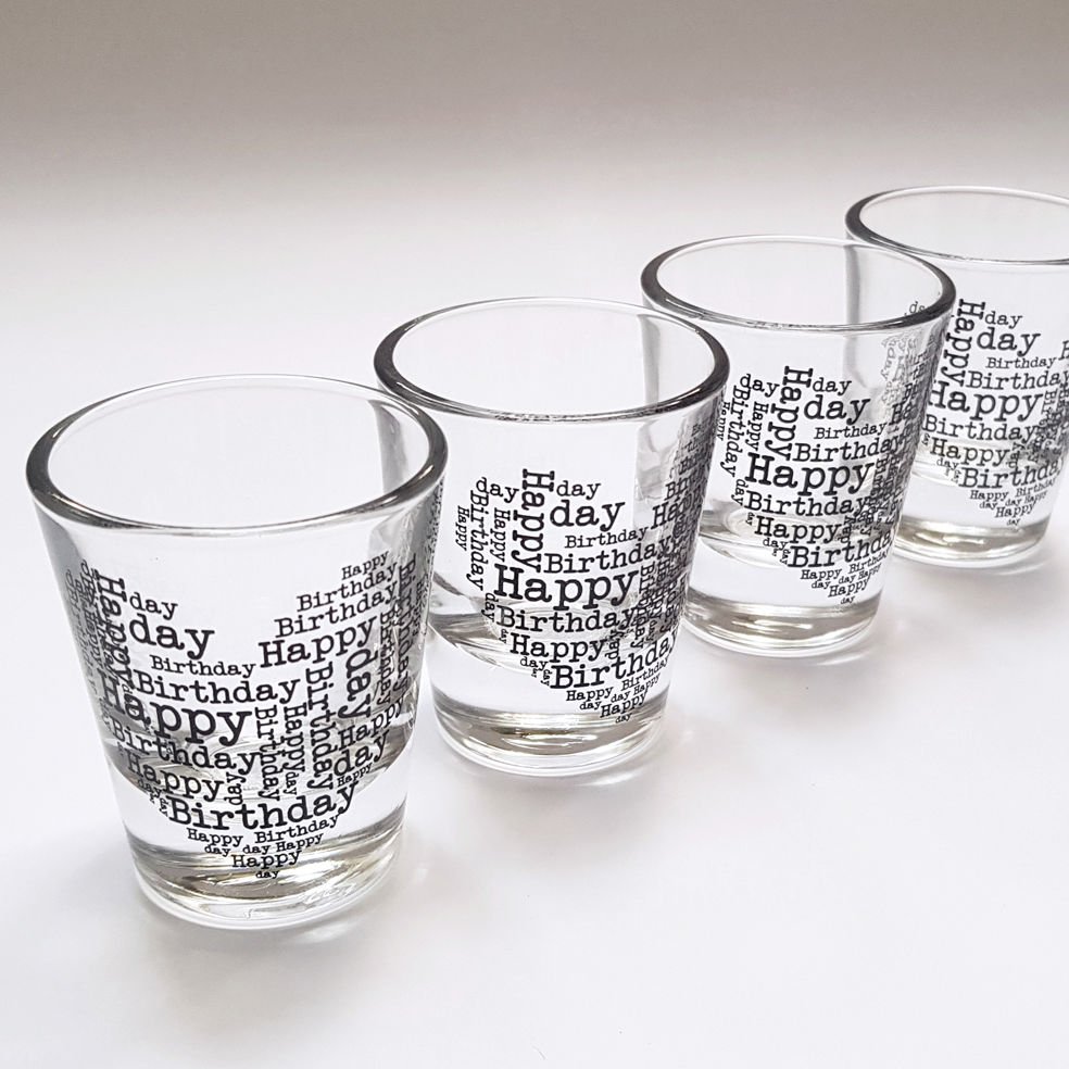 Happy Birthday Siyah Kalp 12'li Shot Bardağı