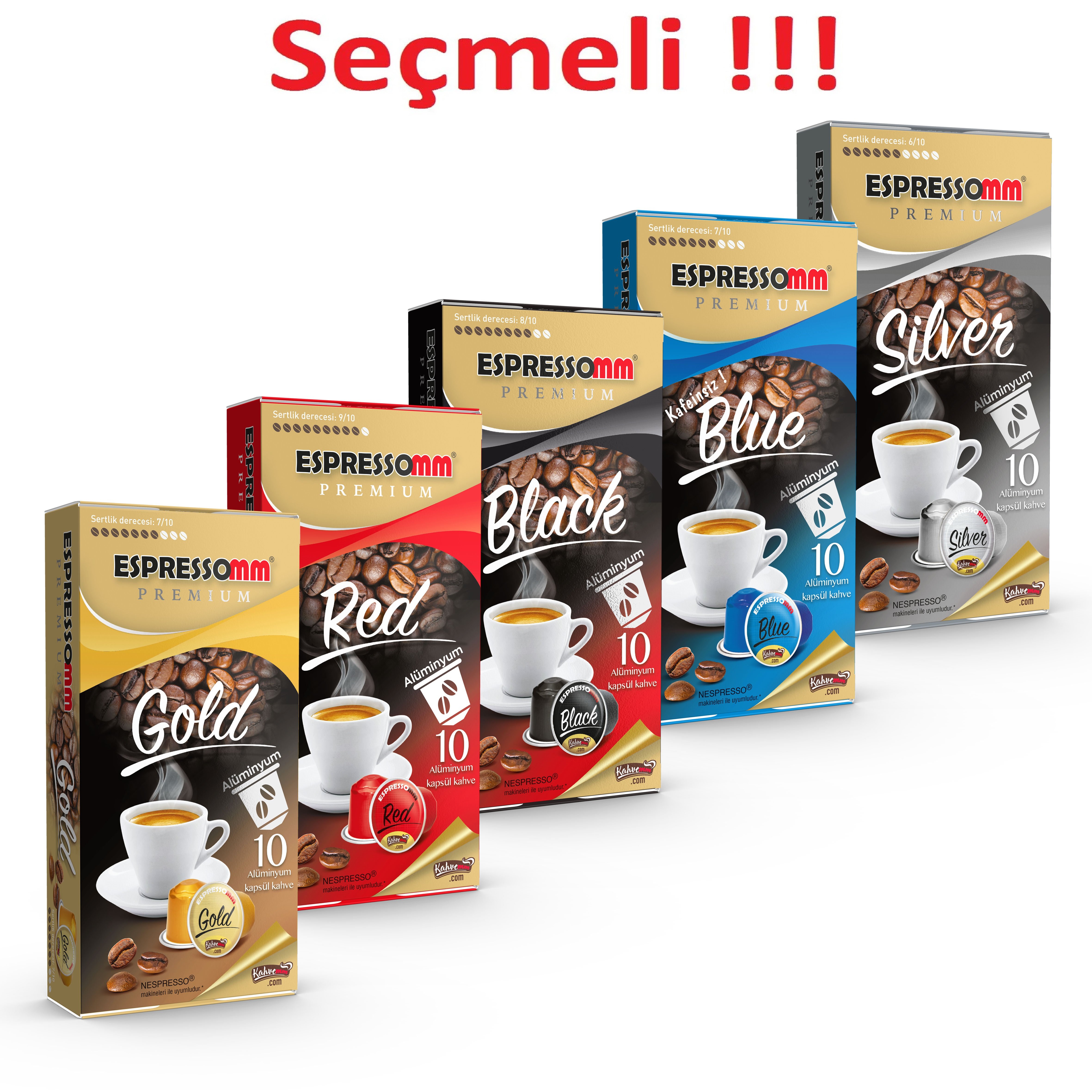 Espressomm® Premium Seçmeli Karışık Alüminyum Kapsül Kahve (50 Adet) - Nespresso® Uyumlu*