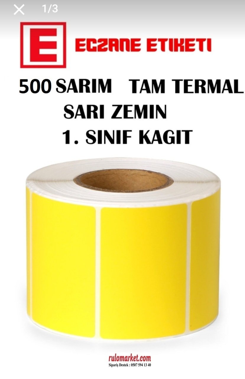 40x60 SARI ECZANE İLAÇ TARİF ETİKETİ 500 LÜ SARIM