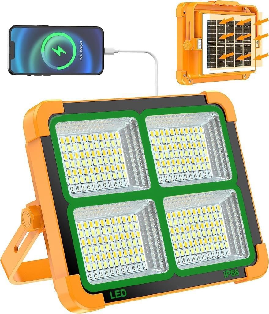 Taşınabilir Solarlı Çalışma Ve Kamp Işığı, Powerbanklı Güneş Enerjili Işıldak,Fener-150W 200 Lümen 264 Ledli-KÇ