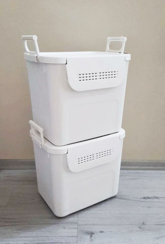 Geseus Motek Mybox 2x30 Litre Kulplu Çok Amaçlı Organizer Saklama Kutusu-MT-35 beyaz