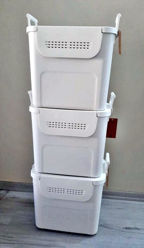Geseus Motek Mybox 3x30 Litre Kulplu Çok Amaçlı Organizer Saklama Kutusu-MT-35 beyaz