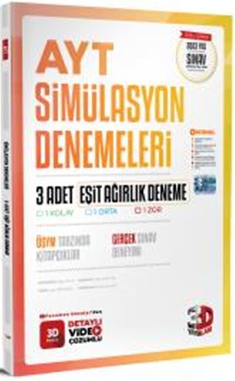 3D Yayınları AYT Eşit Ağırlık 3'lü Simülasyon Genel Deneme