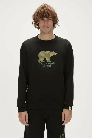 Bad Bear RE-FINGER CREWNECK Erkek Siyah Sweatshirt 23.02.12.033