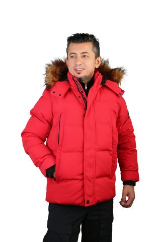 Lumberjack M-Brendan Erkek Kapişonlu Parka Kısa - Kırmızı -101347081