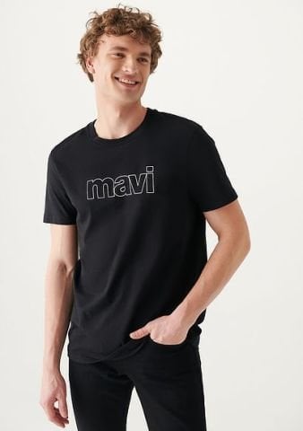 Mavi Logo Baskılı Siyah Tişört-M065781-900