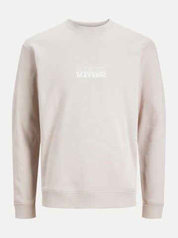 Jack&Jones Jorshadow Erkek Bisiklet Yaka Sweatshirt-Bej 12246830