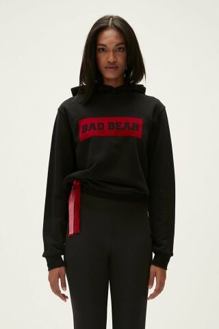 Bad Bear Flog Kadın Kapüşonlu Sweatshirt Siyah 22.04.12.007