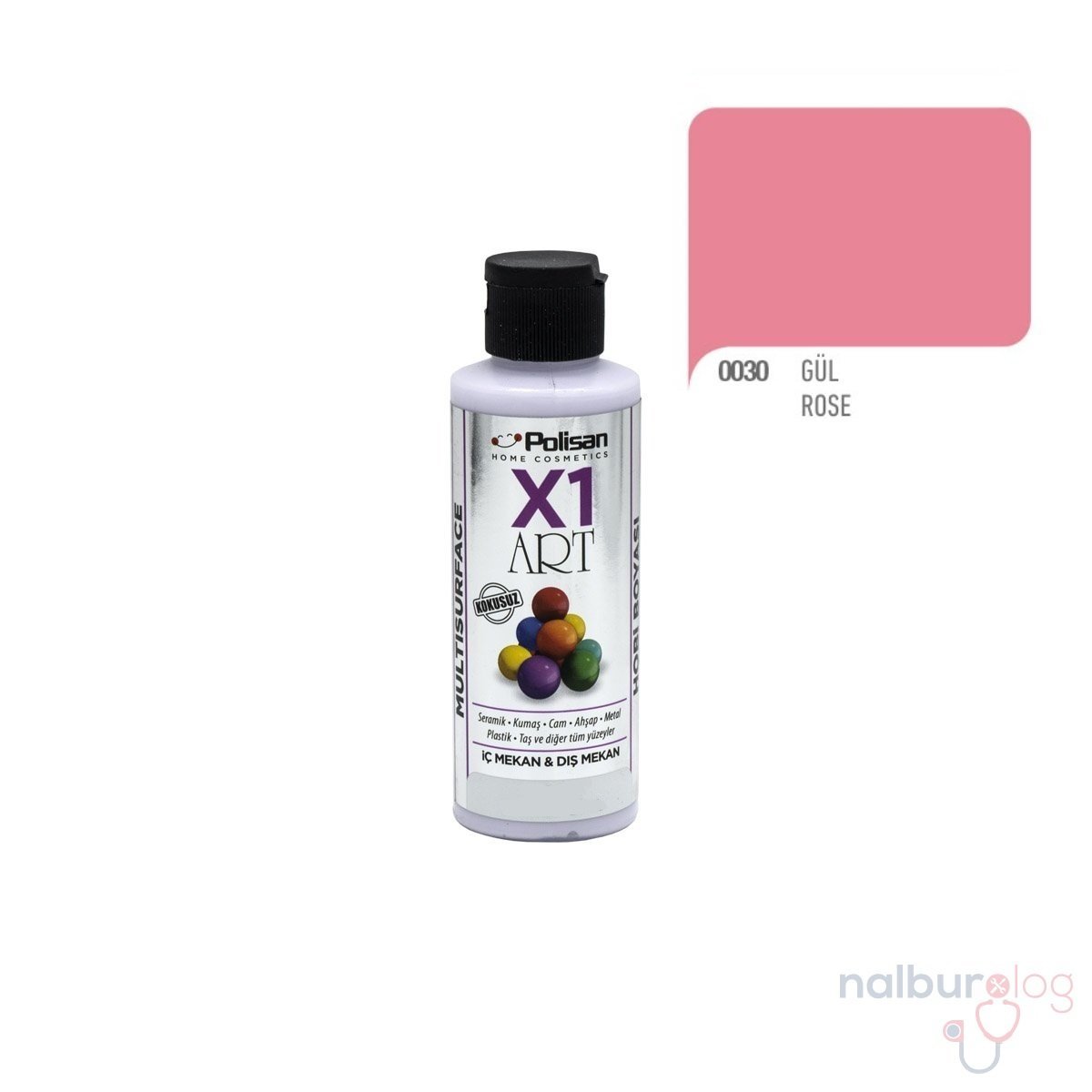 Polisan X1ART Multisurface Hobi Boyası 120ml - 0030 Gül