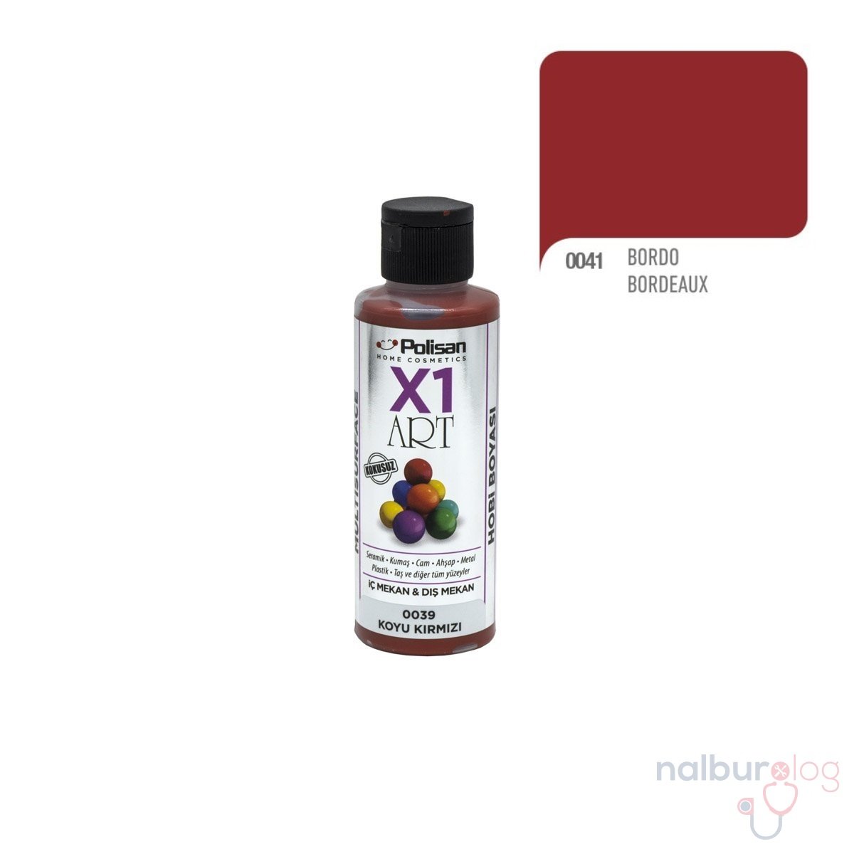 Polisan X1ART Multisurface Hobi Boyası 120ml - 0041 Bordo