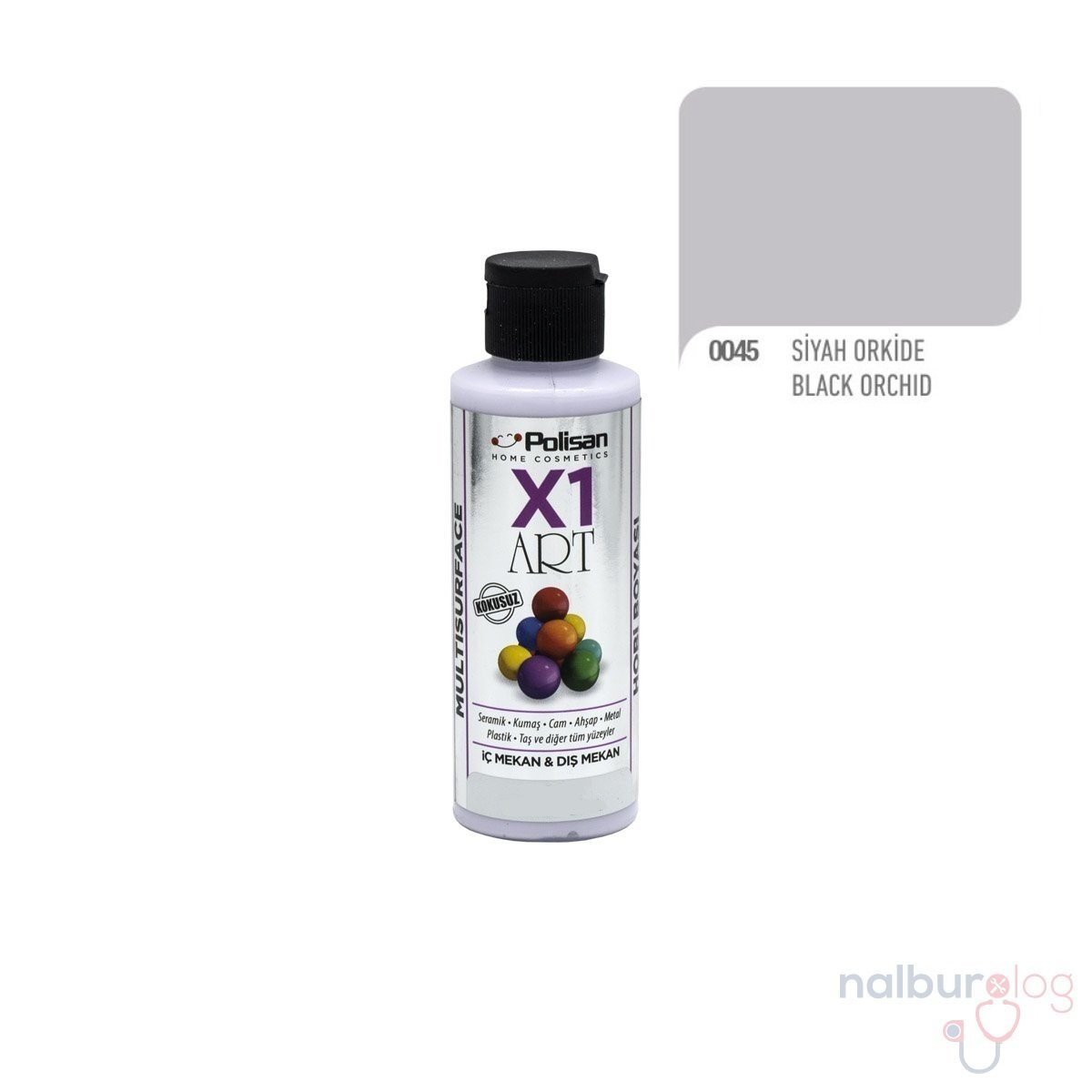 Polisan X1ART Multisurface Hobi Boyası 120ml - 0045 Siyah Orkide