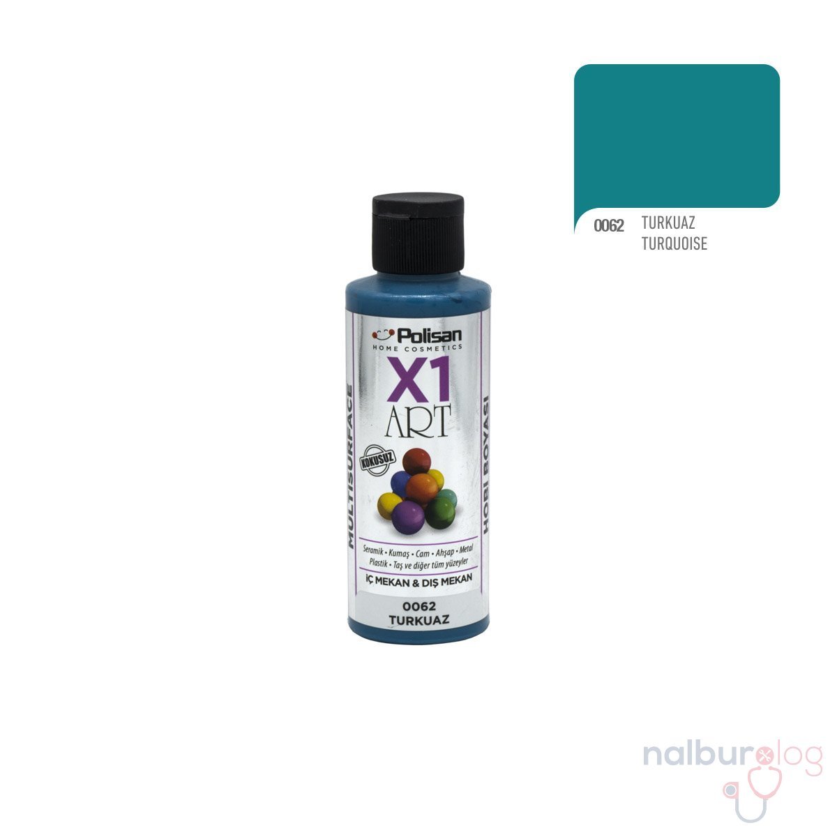 Polisan X1ART Multisurface Hobi Boyası 120ml - 0062 Turkuaz