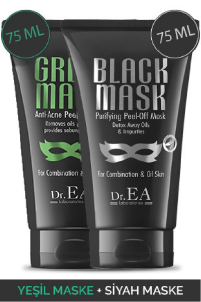 Dr. EA Soyulabilir Siyah Maske ve Soyulabilir Yeşil Maske 2'li Özel Set 75 ml