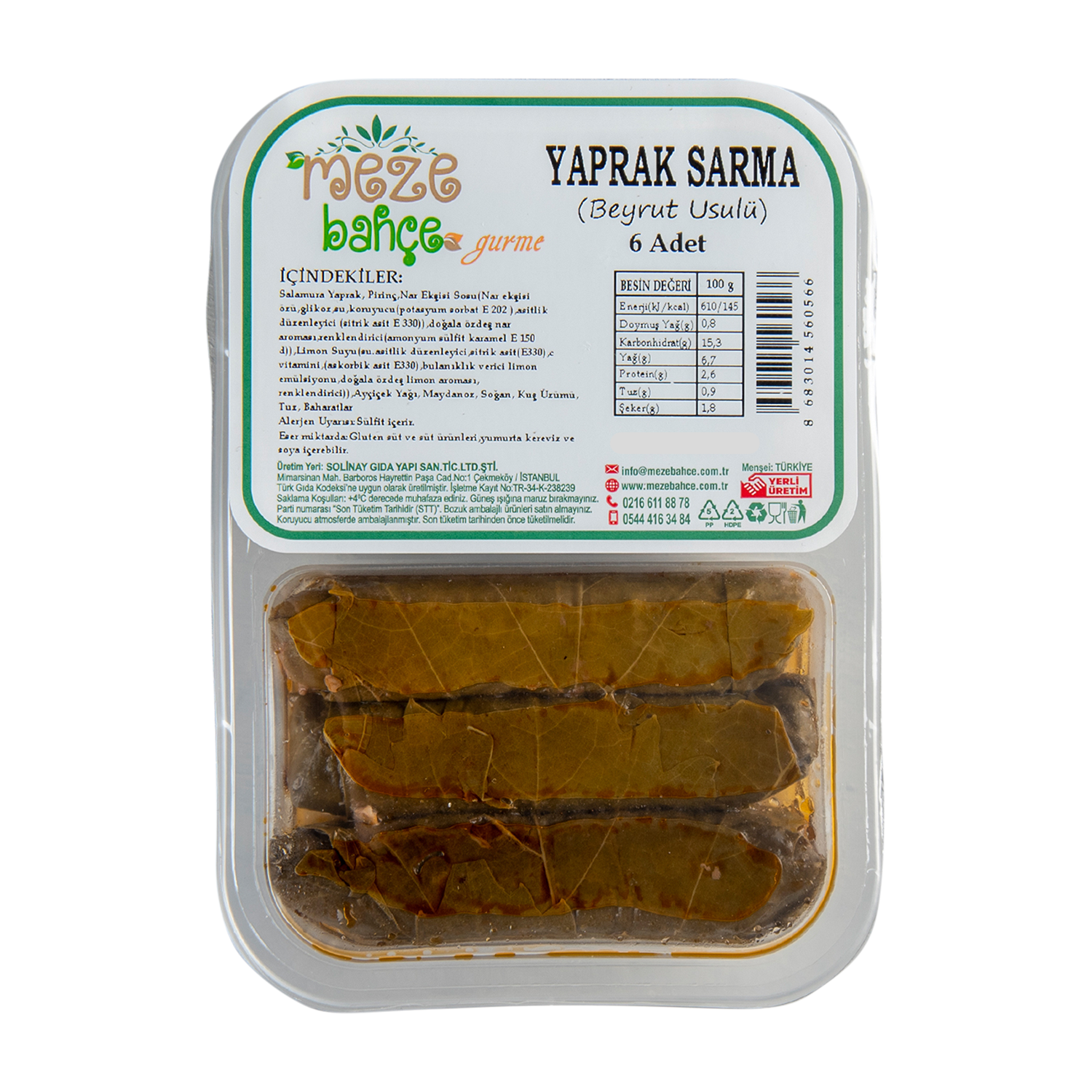 Meze Bahçe Yaprak Sarma (6 Adet)