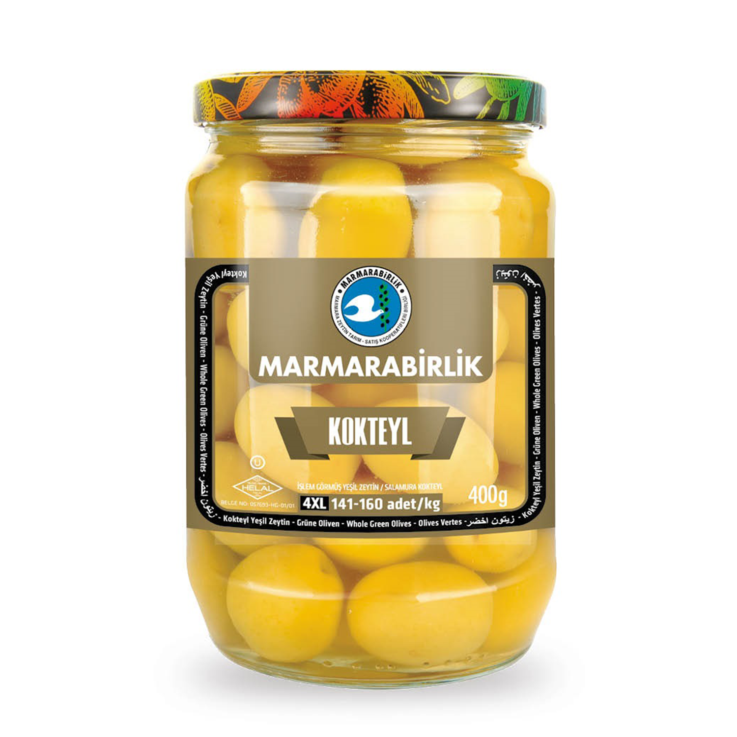 Marmarabirlik Kokteyl Yeşil Zeytin Cam 400 GR