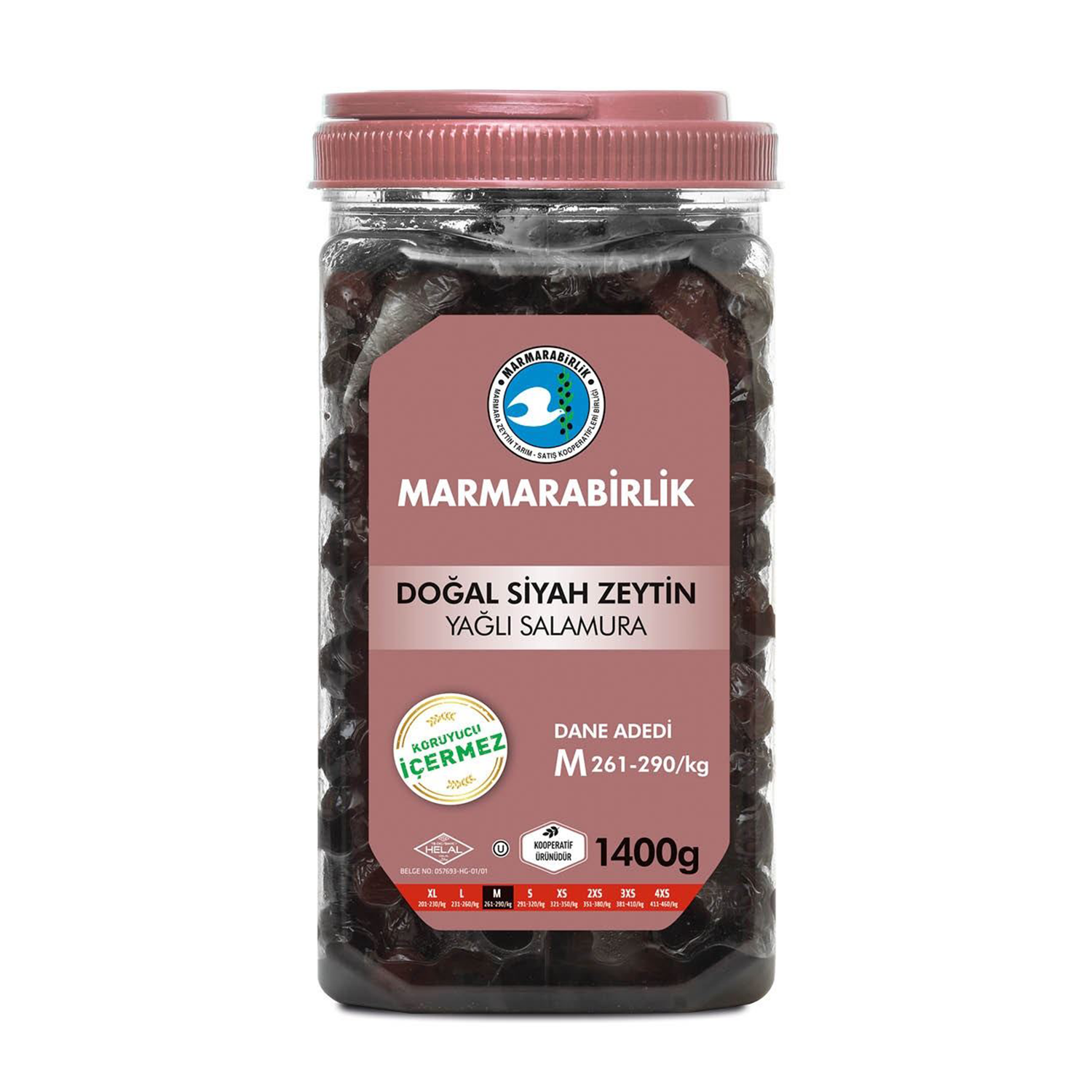 Marmarabirlik Süper Zeytin 1400 GR Pet 260 - 290KB