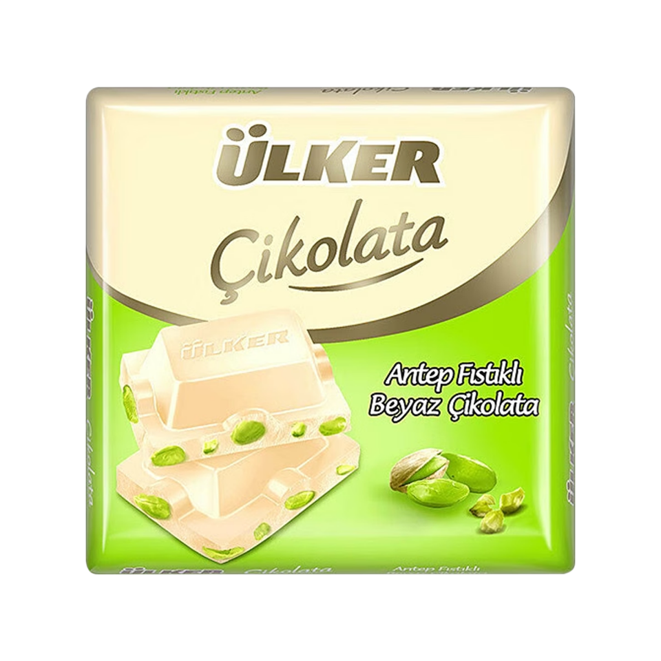 Ülker Kare Çikolata Beyaz Antep Fıstıklı 60 GR