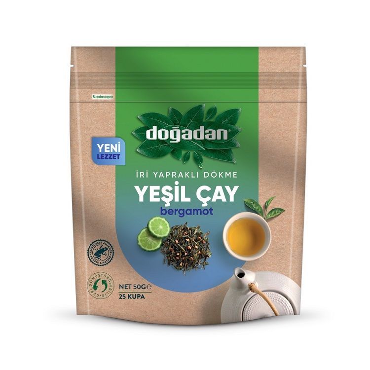 Doğadan Yeşil Çay Kıvrık Dökme 50 Gr Bergamotlu